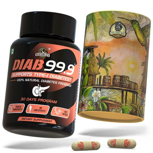 YogaManLab® DIAB 99.9 Type-1 Sugar Ayurvedic Supplement | For Natural Pancreatic Secretion & Side-Effect Prevention | 100% Natural