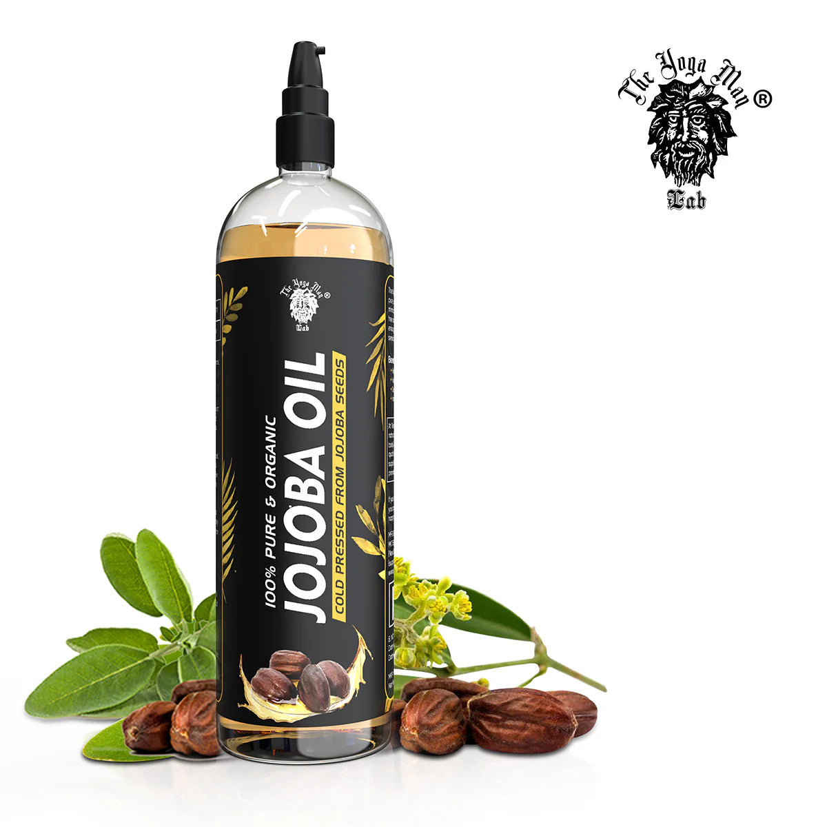 YogaManLab® Best Jojoba Oil 100% Pure & Organic Cold Pressed Oil | Promotes Hair Growth & Skin Moisturizing (200ml) Main image