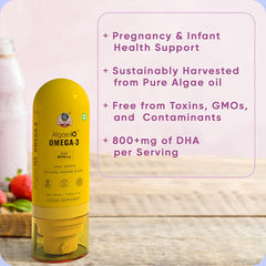YogaManLab® AlgaeIQ Omega-3 with 800mg DHA | Plant Based, Vegan & Natural | For Improving Heart, Brain, Hair, Skin, Joint & Eye Health | Higest Absorption Formula | 30 Days Pack