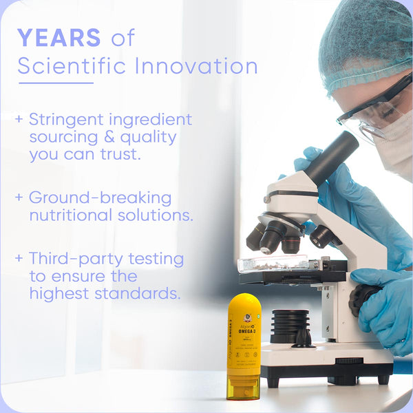 YogaManLab® AlgaeIQ Omega-3 with 800mg DHA | Plant Based, Vegan & Natural | For Improving Heart, Brain, Hair, Skin, Joint & Eye Health | Higest Absorption Formula | 30 Days Pack