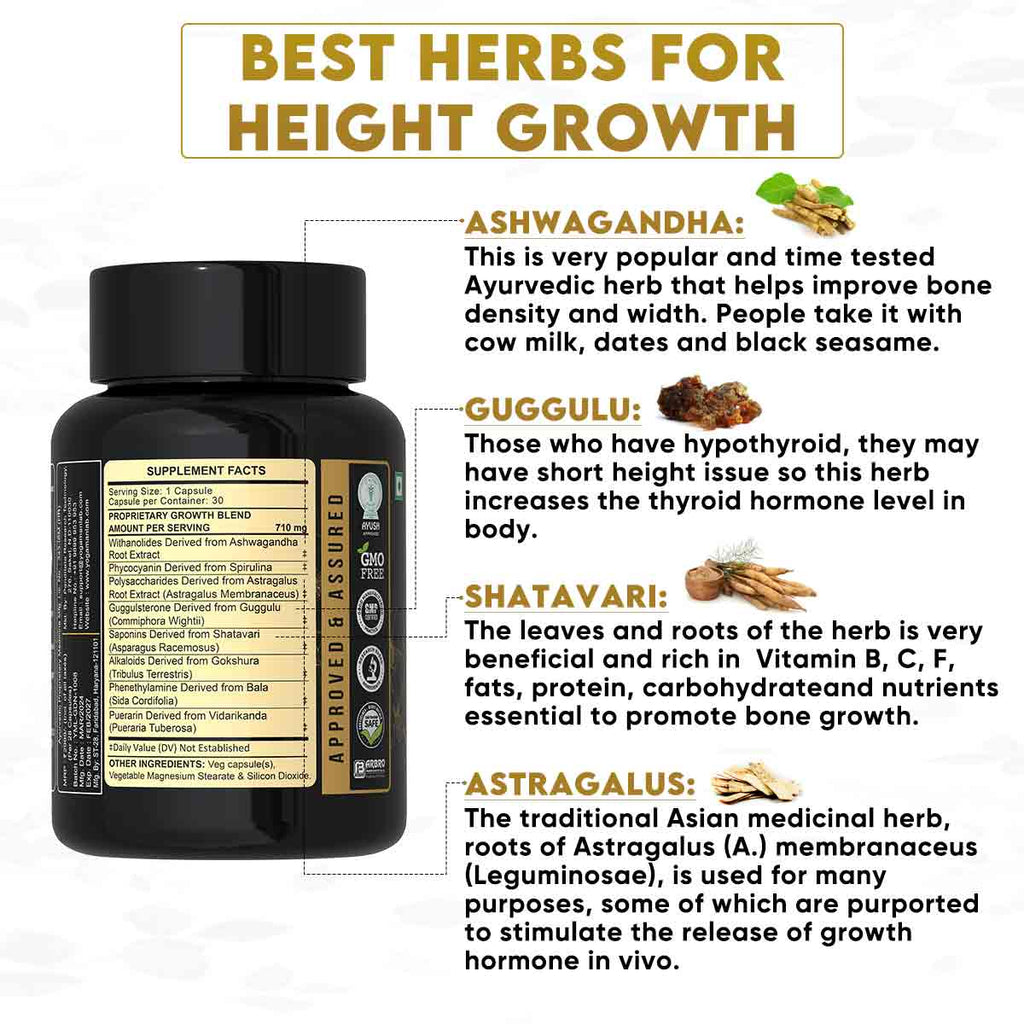 YogaManLab® Growth DNA - Ayurvedic Height Increaser Program | Growth Plate Activator | Guaranteed Results Formula | 100% Natural