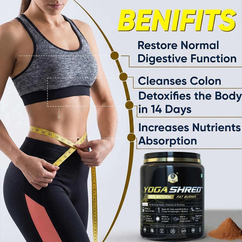 YogaManLab® YOGA SHRED - Burn Fat At-Home Ayurvedic Supplement Powder(Women) | Helps in Weight Loss & Boosting Energy | Ayurvedic & 100% Natural