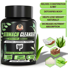 YogaManLab® Stomach Cleanser & Detox Capsules - Constipation Relief | 14-Days Detox Program To Remove Constipation & Toxins | 100% Natural with Probiotics