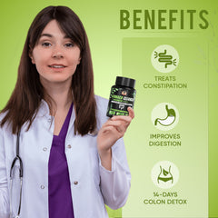 YogaManLab® Stomach Cleanser & Detox Capsules - Constipation Relief | 14-Days Detox Program To Remove Constipation & Toxins | 100% Natural with Probiotics