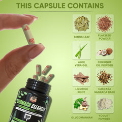 YogaManLab® Stomach Cleanser & Detox Capsules - Constipation Relief | 14-Days Detox Program To Remove Constipation & Toxins | 100% Natural with Probiotics