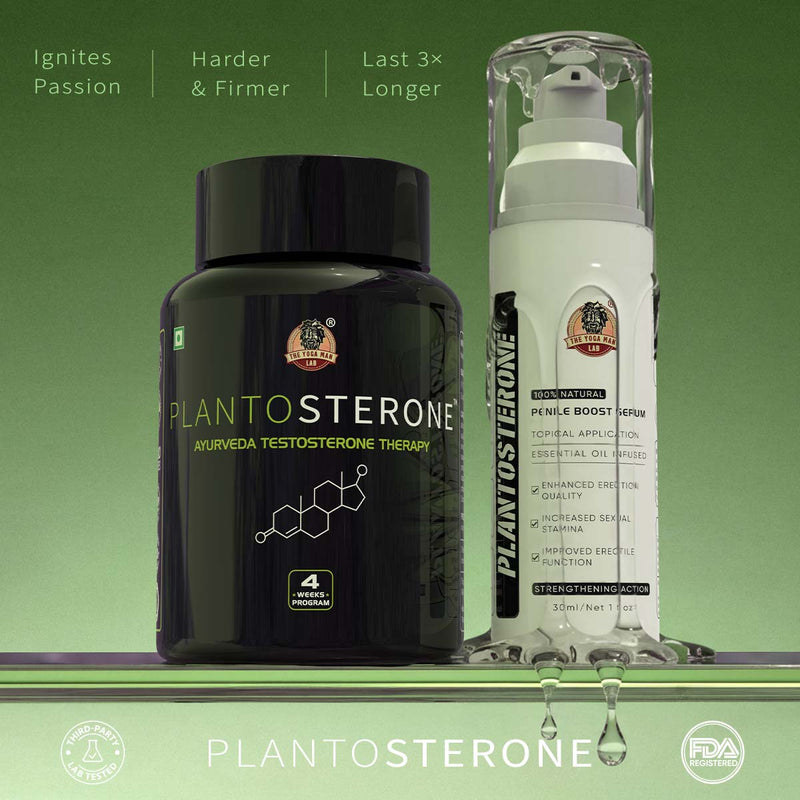 PLANTOSTERONE - Men Libido & Timing Booster | Ayurvedic Capsules & Serum | Enhances Bedroom Performance | 100% Natural