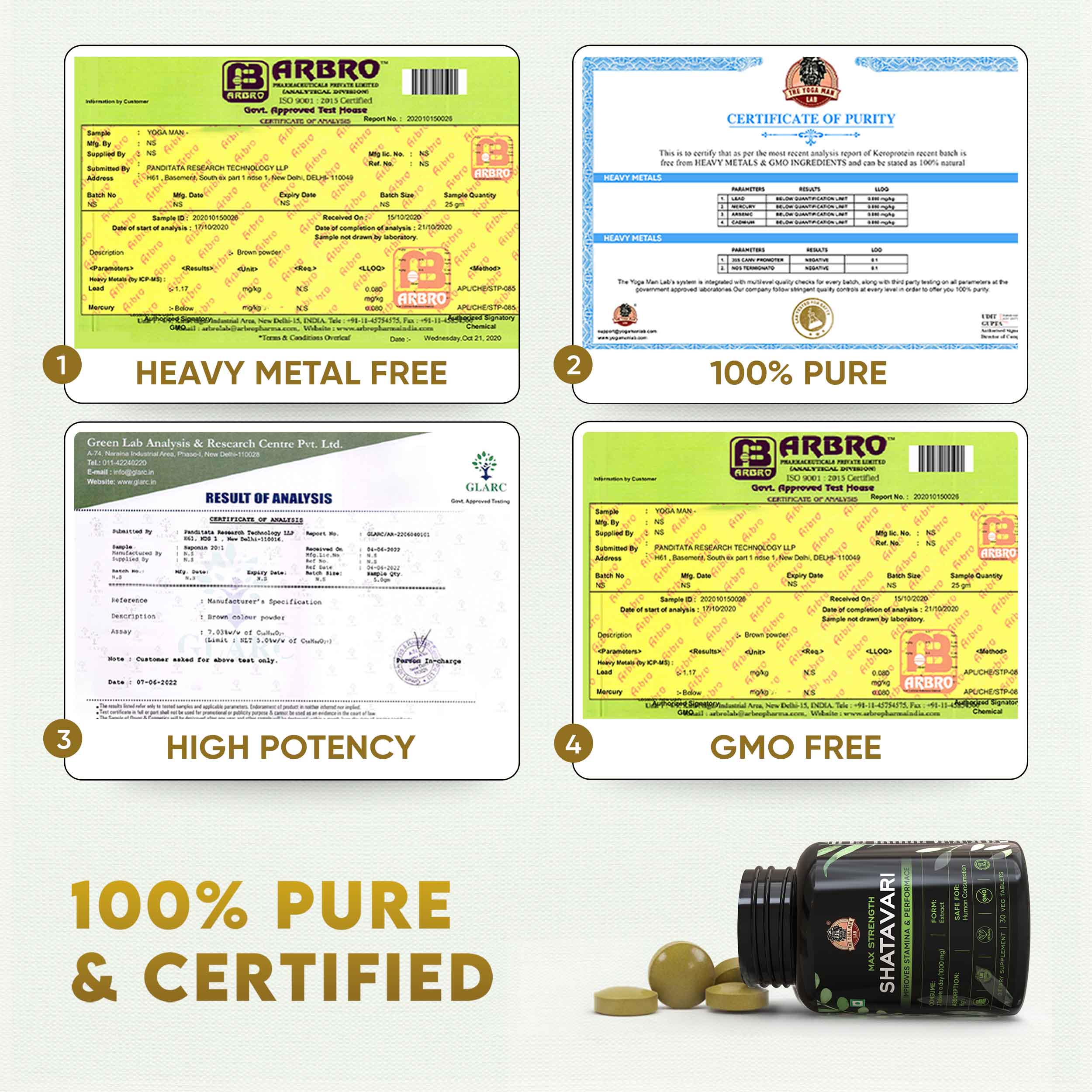 YogaManLab® Shatavari Tablets –  Immunity Booster & Natural Antioxidant  - Lab Certified, Pesticide Free - 30 Tablets Secondary image