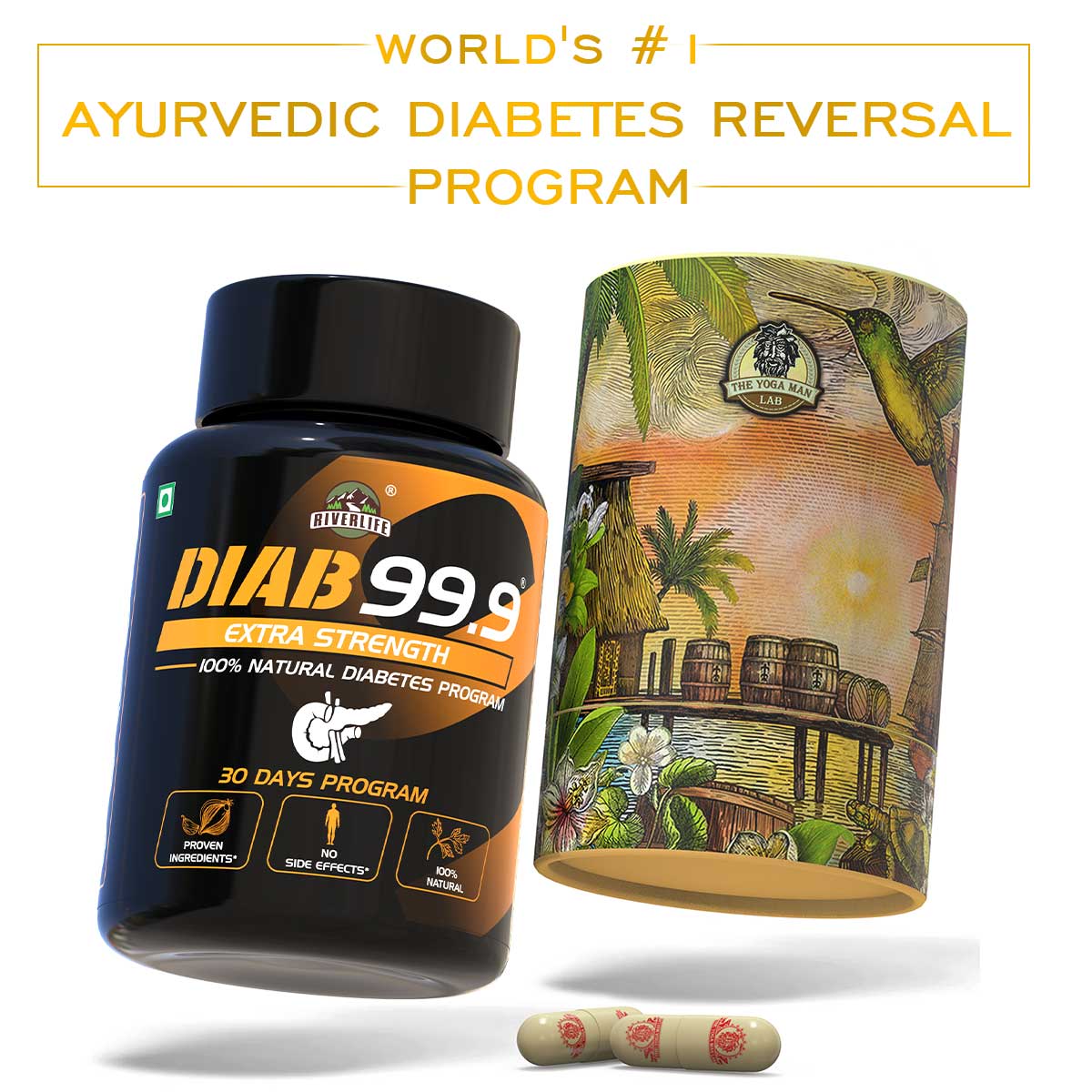 YogaManLab® DIAB 99.9 - Type-2 Extra Strength Ayurvedic Diabetes Medicine | 100% Natural