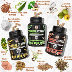 YogaManLab® STOMACH CLEANSER KIT- Extreme Purge + Intestine Detox + Daily Fiber Cleanse (3 Ayurvedic Supplements) | Probiotic Soluble Fiber Formula For Smooth Bowel Movement | 100% Natural