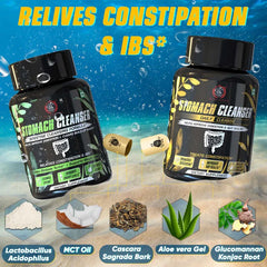 YogaManLab® STOMACH CLEANSER KIT- Intestine Detox + Daily Fiber Cleanse (2 Ayurvedic Supplements) | Probiotic Soluble Fiber Formula For Smooth Bowel Movement | 100% Natural