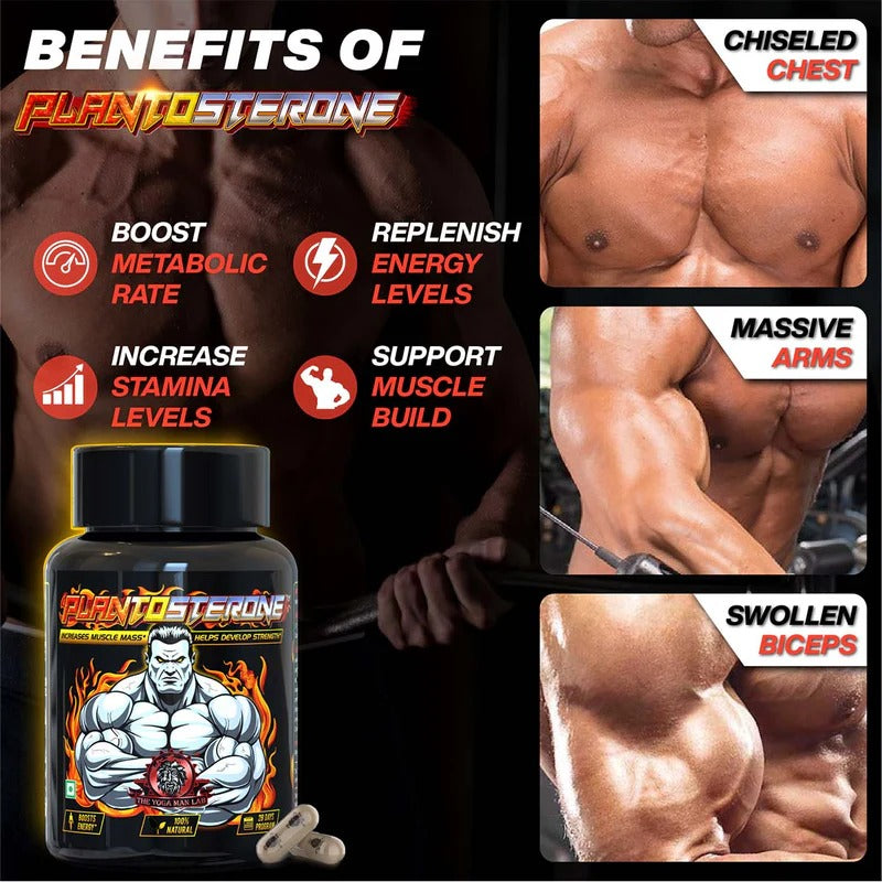 YogaManLab® PLANTOSTERONE - Ayurvedic Muscle Builder & Testosterone Booster | Helps Increase Muscle Size & Body Weight| 100% Natural