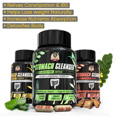 YogaManLab® STOMACH CLEANSER KIT- Extreme Purge + Intestine Detox + Daily Fiber Cleanse (3 Ayurvedic Supplements) | Probiotic Soluble Fiber Formula For Smooth Bowel Movement | 100% Natural