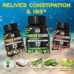 YogaManLab® STOMACH CLEANSER KIT- Extreme Purge + Intestine Detox + Daily Fiber Cleanse (3 Ayurvedic Supplements) | Probiotic Soluble Fiber Formula For Smooth Bowel Movement | 100% Natural