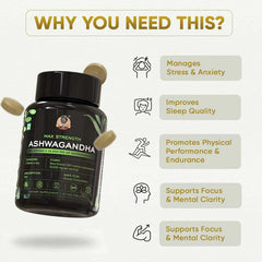 YogaManLab® Ashwagandha Tablets - 100% Lab Certified | Xtra Energy Booster & Stress Reliever - 30 Tablets