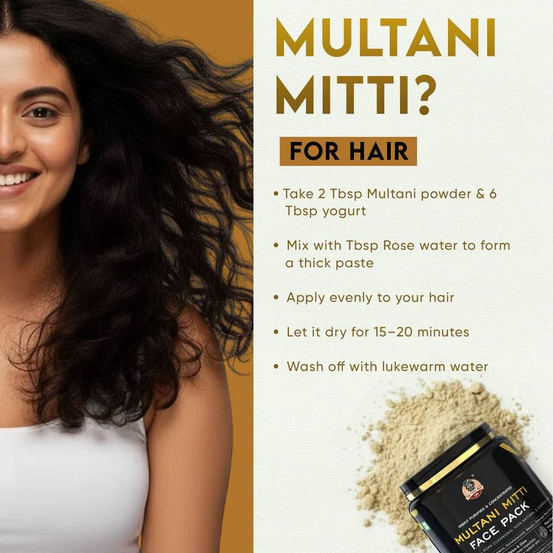 YogaManLab® Multani Mitti Glow Face Pack – For Deep Pore Cleansing, Acne Defense & Tan Removal (With Chandan, Turmeric & Orange Peel)