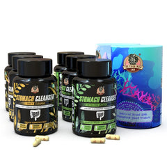 YogaManLab® STOMACH CLEANSER KIT- Intestine Detox + Daily Fiber Cleanse (2 Ayurvedic Supplements) | Probiotic Soluble Fiber Formula For Smooth Bowel Movement | 100% Natural