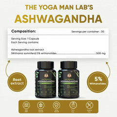 YogaManLab® Ashwagandha Tablets - 100% Lab Certified | Xtra Energy Booster & Stress Reliever - 30 Tablets