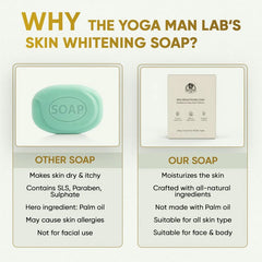 YogaManLab® Glutathione Skin Whitening Kojic Acid Soap | Makes Skin Bright & Glowing | Glutathione, Chandan, Haldi, Kesar, Sandal Wood and Saffron Soap | For Men & Women Skin