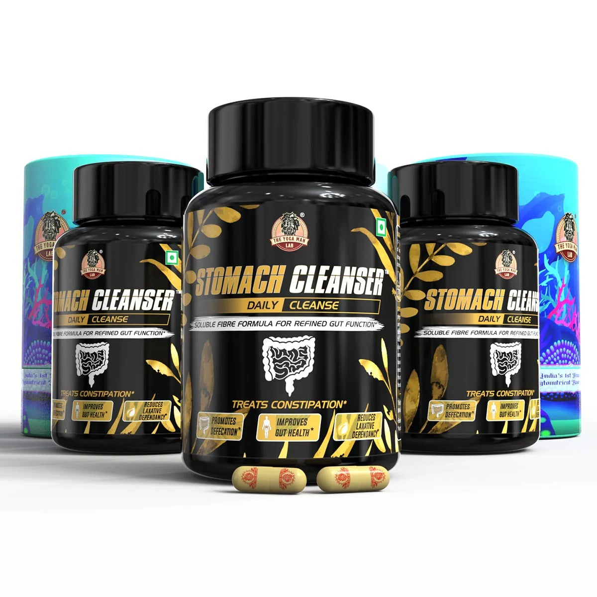 YogaManLab® STOMACH CLEANSER Daily Cleanse Ayurvedic Supplement | Probiotic Soluble Fiber For Smooth Morning Bowel Movement & Constipation Prevention | 100% Natural