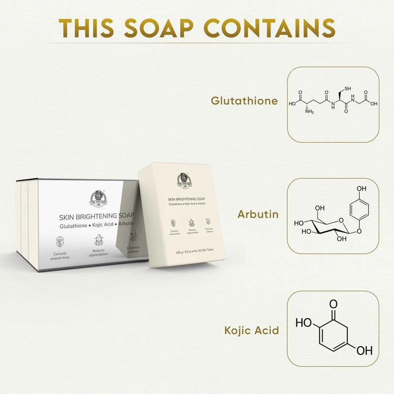 YogaManLab® Glutathione Skin Whitening Kojic Acid Soap | Makes Skin Bright & Glowing | Glutathione, Chandan, Haldi, Kesar, Sandal Wood and Saffron Soap | For Men & Women Skin