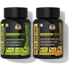 YogaManLab® PILES MATRIX - Vein Restore + Rectum Restore Ayurvedic Supplements + Herbal Remedies Diet Booklet | Relives Pain & Shrinks Mass | 100% Natural