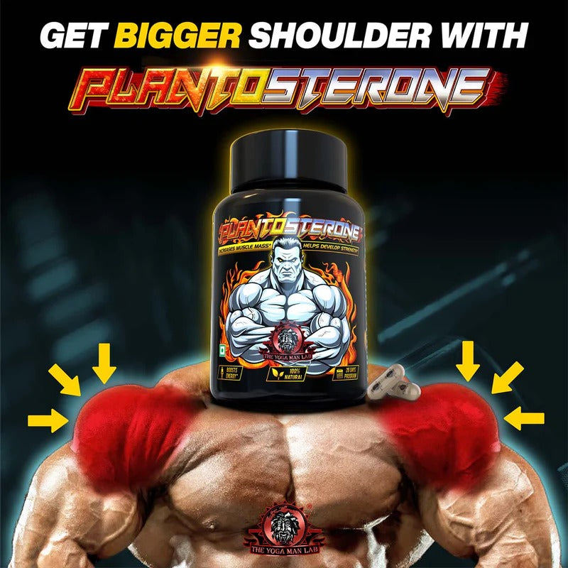 YogaManLab® PLANTOSTERONE - Ayurvedic Muscle Builder & Testosterone Booster | Helps Increase Muscle Size & Body Weight| 100% Natural
