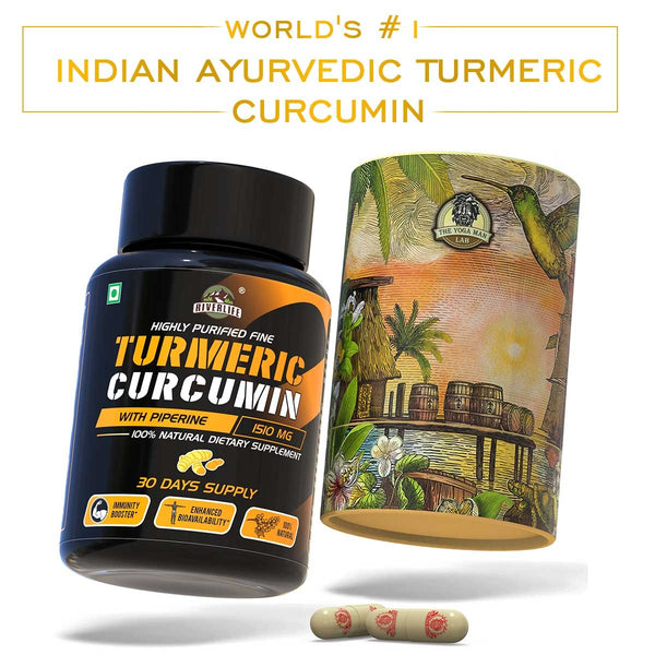 YogaManLab® Ayurvedic Turmeric Curcumin With Raw Turmeric, 95% Curcuminoids and Black Pepper | For Joint & Healthy Inflammatory Support | 100% Natural & Indian