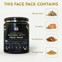 YogaManLab® Multani Mitti Glow Face Pack – For Deep Pore Cleansing, Acne Defense & Tan Removal (With Chandan, Turmeric & Orange Peel)