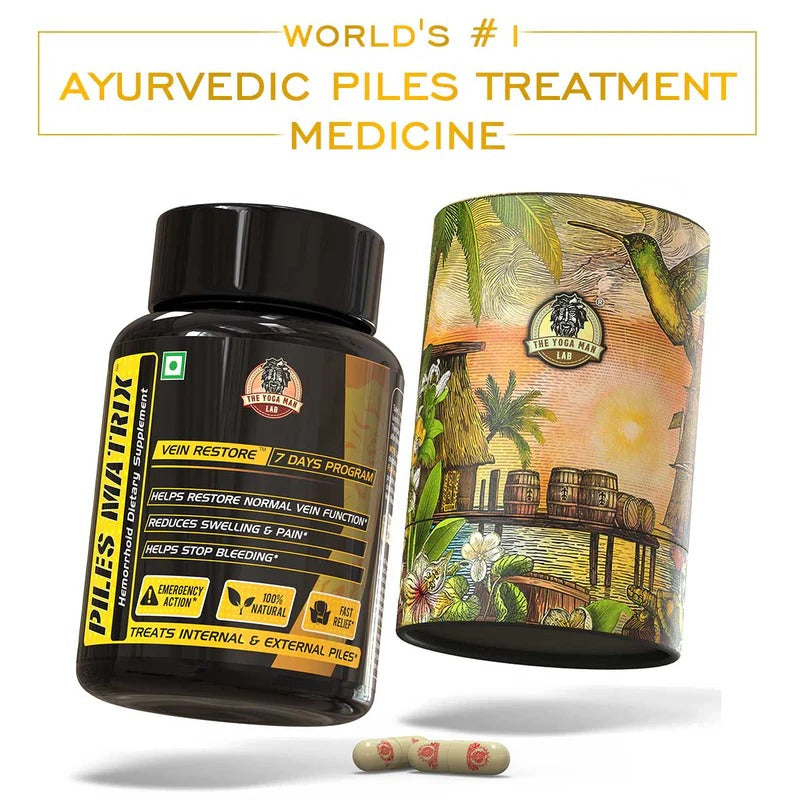 YogaManLab® PILES MATRIX Vein Restore Ayurvedic Medicine | Stops Bleeding, Relieves Pain & Itching | 100% Natural