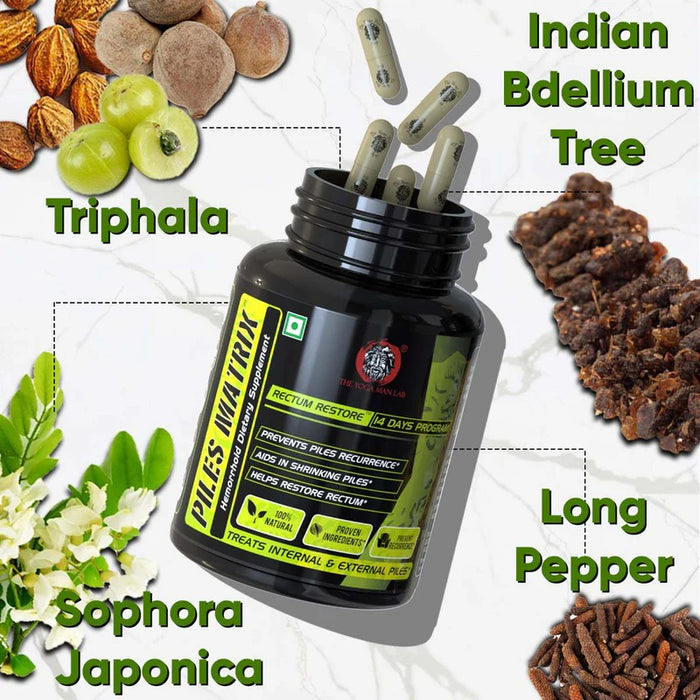 PILES MATRIX - RECTUM RESTORE Ayurvedic Supplement | Shrink Piles Lumps & Mass and Treats Constipation | 100% Natural