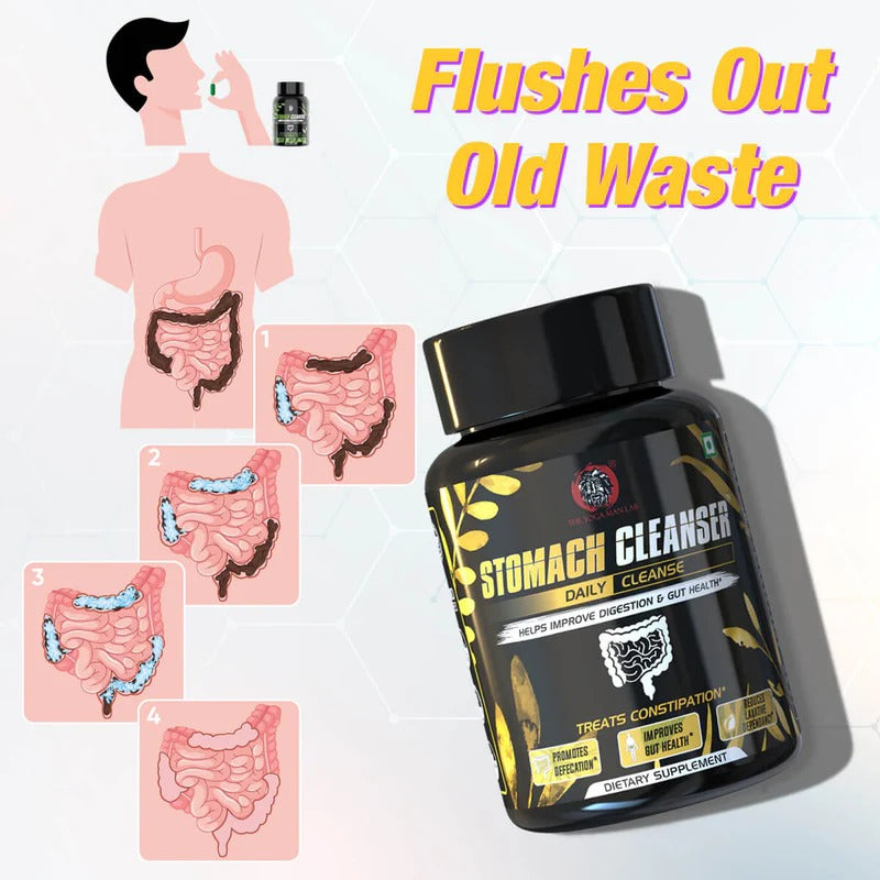 YogaManLab® STOMACH CLEANSER Daily Cleanse Ayurvedic Supplement | Probiotic Soluble Fiber For Smooth Morning Bowel Movement & Constipation Prevention | 100% Natural