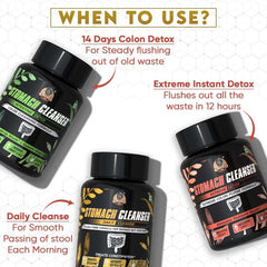 YogaManLab® STOMACH CLEANSER KIT- Extreme Purge + Intestine Detox + Daily Fiber Cleanse (3 Ayurvedic Supplements) | Probiotic Soluble Fiber Formula For Smooth Bowel Movement | 100% Natural