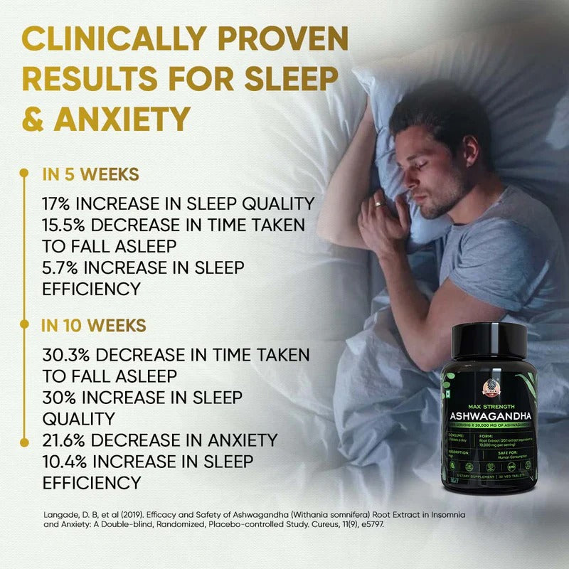 YogaManLab® Ashwagandha Tablets - 100% Lab Certified | Xtra Energy Booster & Stress Reliever - 30 Tablets