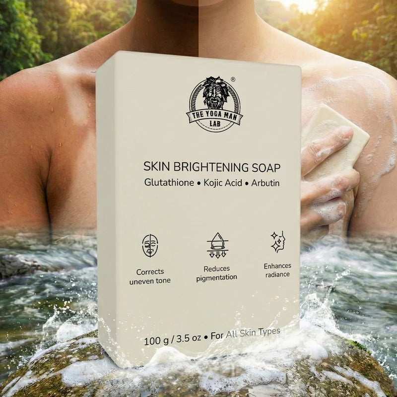 YogaManLab® Glutathione Skin Whitening Kojic Acid Soap | Makes Skin Bright & Glowing | Glutathione, Chandan, Haldi, Kesar, Sandal Wood and Saffron Soap | For Men & Women Skin