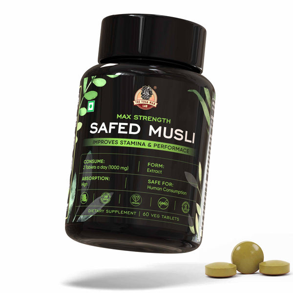 YogaManLab® Safed Musli Tablets – Improves Vitality - Lab Certified, Pesticide Free - 30 Tablets