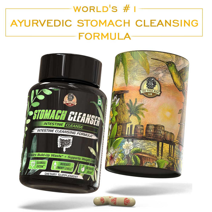 YogaManLab® Stomach Cleanser & Detox Capsules - Constipation Relief | 14-Days Detox Program To Remove Constipation & Toxins | 100% Natural with Probiotics