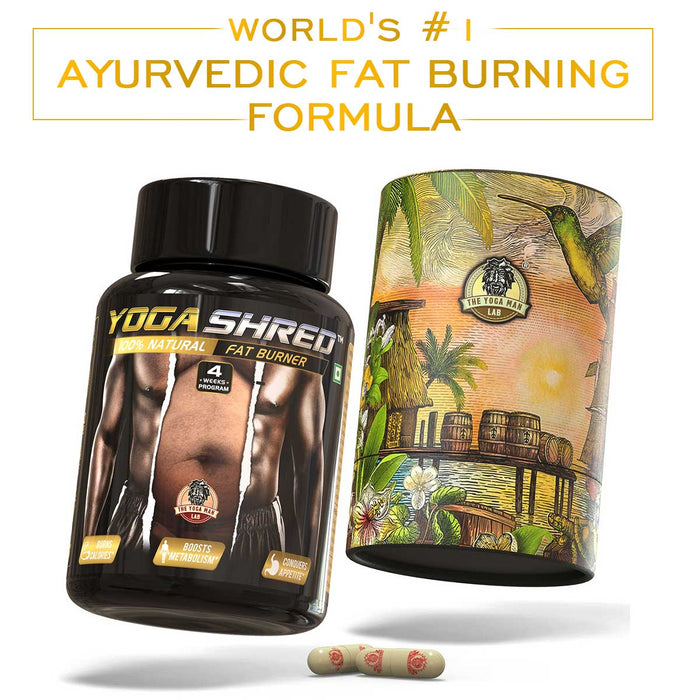 YogaManLab® YOGA SHRED - Home Fat Burner (Women) Ayurvedic Supplement | Thermogenic Weight Burner, Appetite Suppressant & Energy Booster | 100% Natural